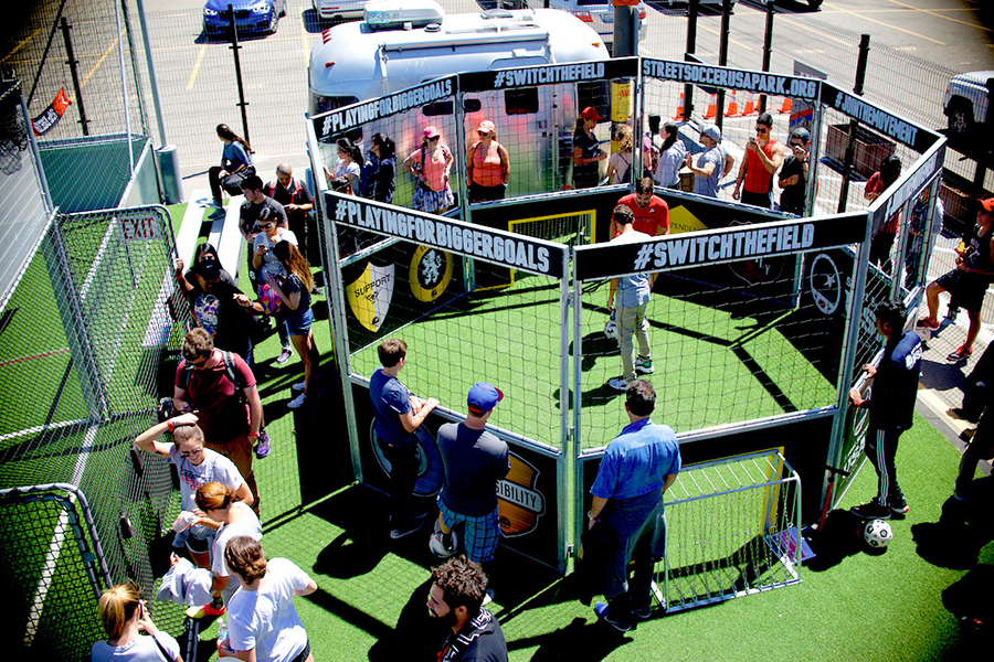 Soccer Cage 1v1 action in a soccer cage