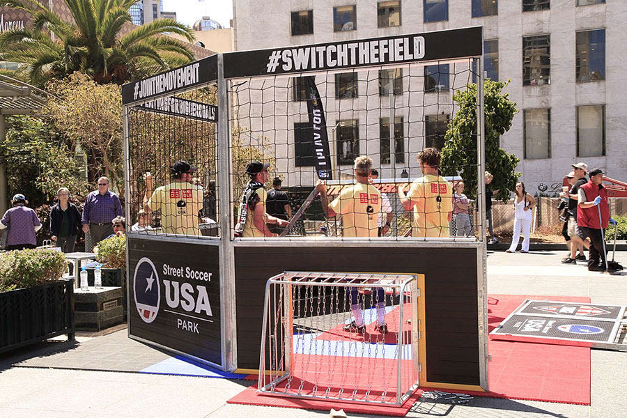Soccer Cage 1v1 action in a soccer cage