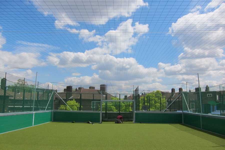 Rooftop mini soccer at the Oval, London, UK First Rooftop
